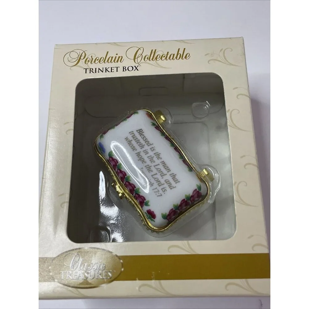 NIB Classic Treasures Porcelain Collectible Trinket Box‎ Jeremiah 17:7 Religious